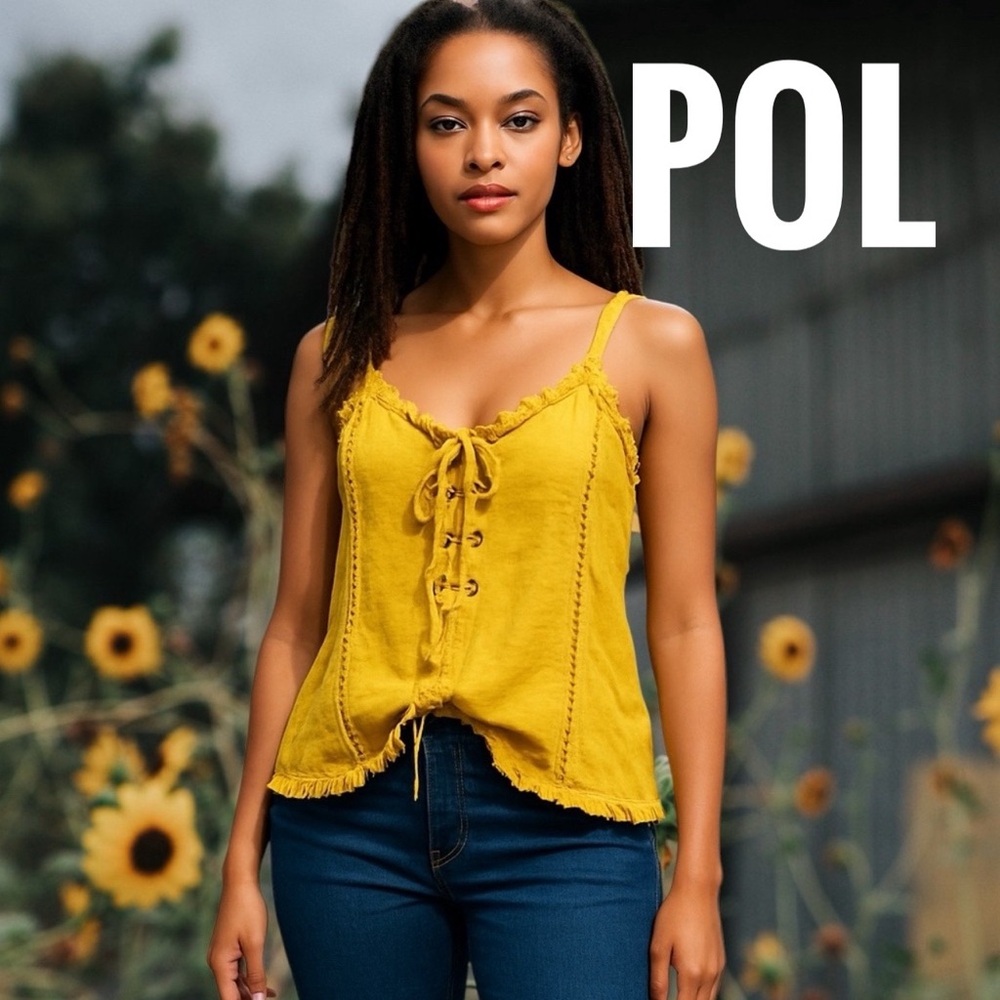 POL Bohemian Spaghetti Strap BLOUSE with trims.